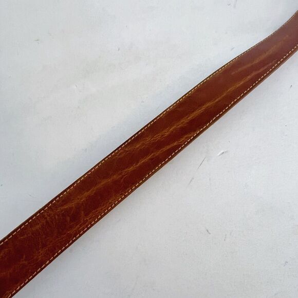Pierre Cardin Vintage Cognac Brown Leather Skinny Belt Gold Hardware Size 34 - Picture 3 of 6